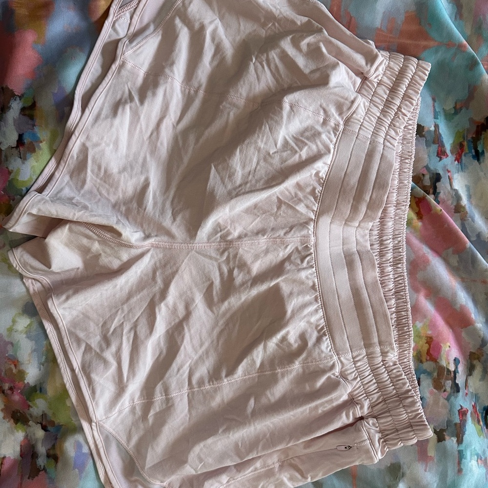 Lululemon Athletica hotty hot shorts pink milk shake HR high rise 4 in inseam 14